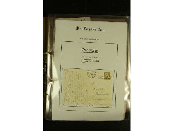 1846/1977 (ca.), interessante Sammlung "Schwedische Landungsstempel" mit ca. 150 Briefen und Karten, einigen losen Marken und