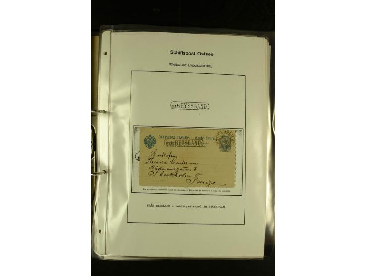 1846/1977 (ca.), interessante Sammlung "Schwedische Landungsstempel" mit ca. 150 Briefen und Karten, einigen losen Marken und