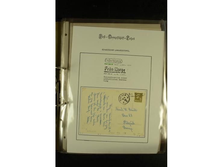 1846/1977 (ca.), interessante Sammlung "Schwedische Landungsstempel" mit ca. 150 Briefen und Karten, einigen losen Marken und