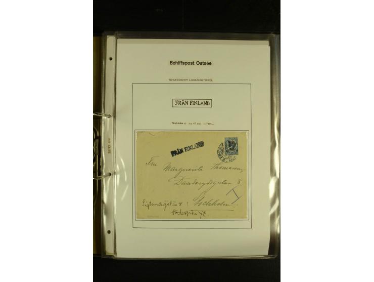 1846/1977 (ca.), interessante Sammlung "Schwedische Landungsstempel" mit ca. 150 Briefen und Karten, einigen losen Marken und