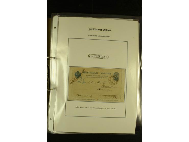 1846/1977 (ca.), interessante Sammlung "Schwedische Landungsstempel" mit ca. 150 Briefen und Karten, einigen losen Marken und