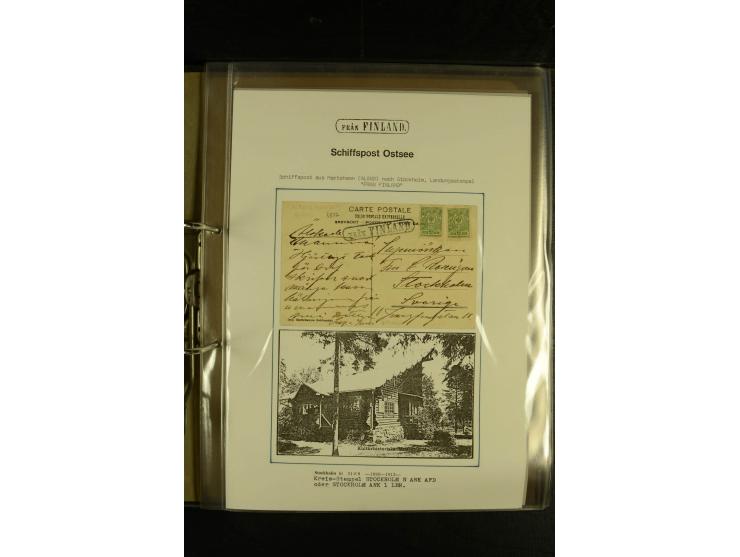 1846/1977 (ca.), interessante Sammlung "Schwedische Landungsstempel" mit ca. 150 Briefen und Karten, einigen losen Marken und