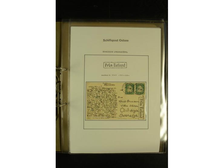 1846/1977 (ca.), interessante Sammlung "Schwedische Landungsstempel" mit ca. 150 Briefen und Karten, einigen losen Marken und