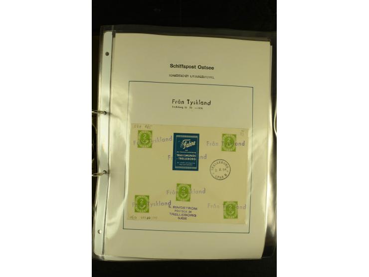 1846/1977 (ca.), interessante Sammlung "Schwedische Landungsstempel" mit ca. 150 Briefen und Karten, einigen losen Marken und