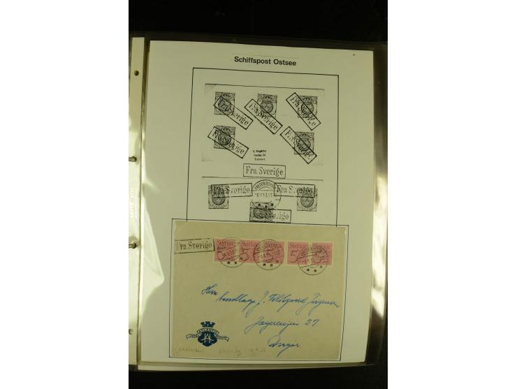 1846/1977 (ca.), interessante Sammlung "Schwedische Landungsstempel" mit ca. 150 Briefen und Karten, einigen losen Marken und