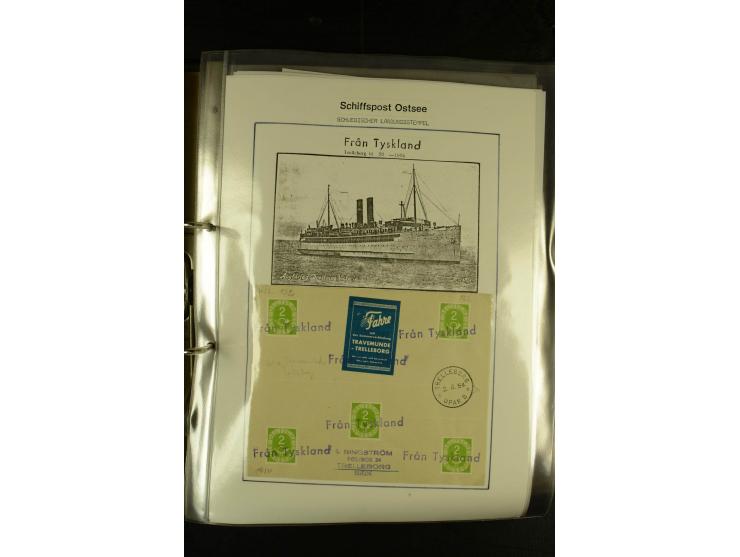 1846/1977 (ca.), interessante Sammlung "Schwedische Landungsstempel" mit ca. 150 Briefen und Karten, einigen losen Marken und