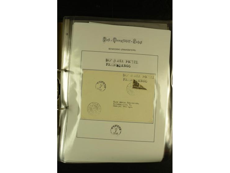 1846/1977 (ca.), interessante Sammlung "Schwedische Landungsstempel" mit ca. 150 Briefen und Karten, einigen losen Marken und