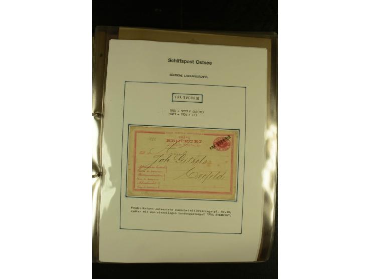 1846/1977 (ca.), interessante Sammlung "Schwedische Landungsstempel" mit ca. 150 Briefen und Karten, einigen losen Marken und