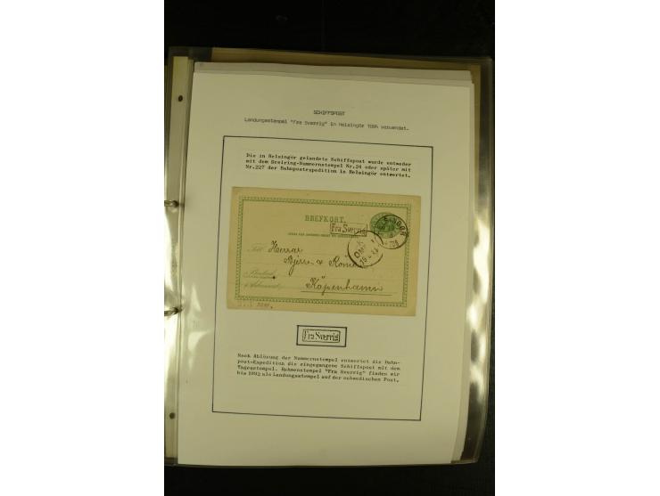 1846/1977 (ca.), interessante Sammlung "Schwedische Landungsstempel" mit ca. 150 Briefen und Karten, einigen losen Marken und