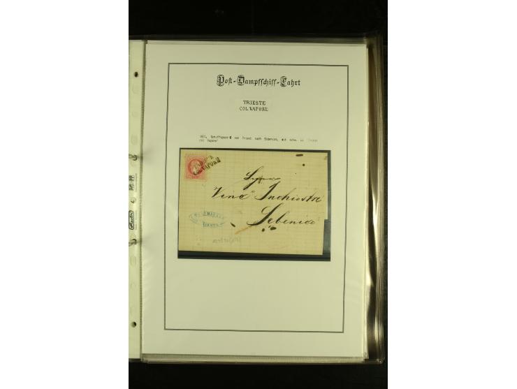1850/1960 (ca.), interessante Sammlung Schiffspost aus Österreich inkl. Lombardei Venetien, Levante, Italien und der Schweiz 