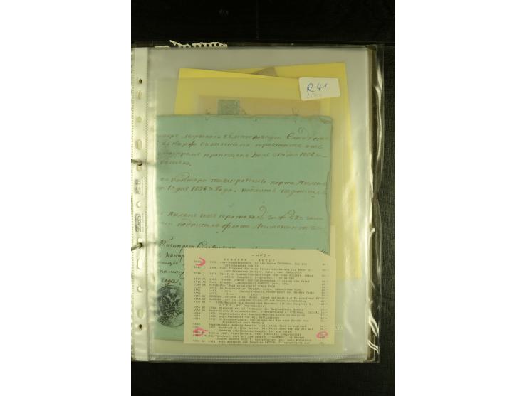 1855/1916, kleine Sammlung "Russische Schiffspost" mit einigen alten Frachtscheinen und 16 Schiffspost-Stempeln (ab 1903) bzw