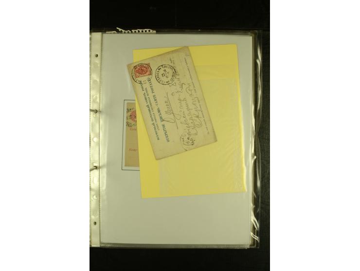 1855/1916, kleine Sammlung "Russische Schiffspost" mit einigen alten Frachtscheinen und 16 Schiffspost-Stempeln (ab 1903) bzw