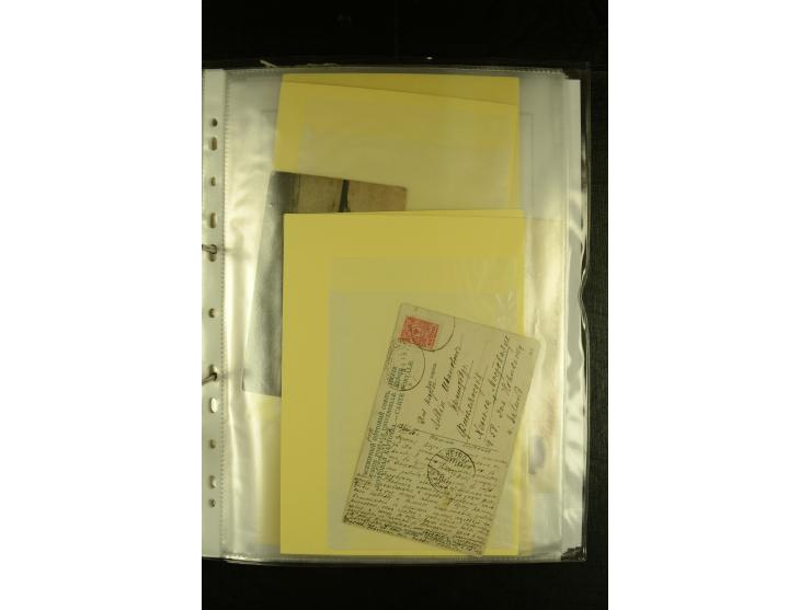 1855/1916, kleine Sammlung "Russische Schiffspost" mit einigen alten Frachtscheinen und 16 Schiffspost-Stempeln (ab 1903) bzw