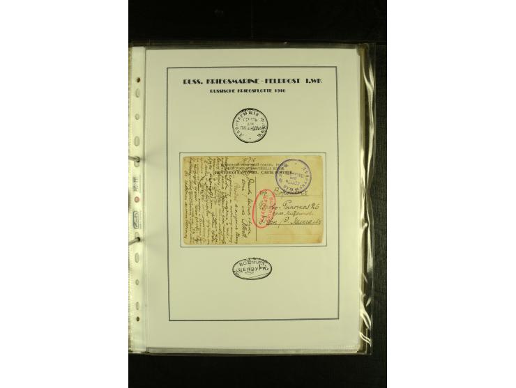 1855/1916, kleine Sammlung "Russische Schiffspost" mit einigen alten Frachtscheinen und 16 Schiffspost-Stempeln (ab 1903) bzw