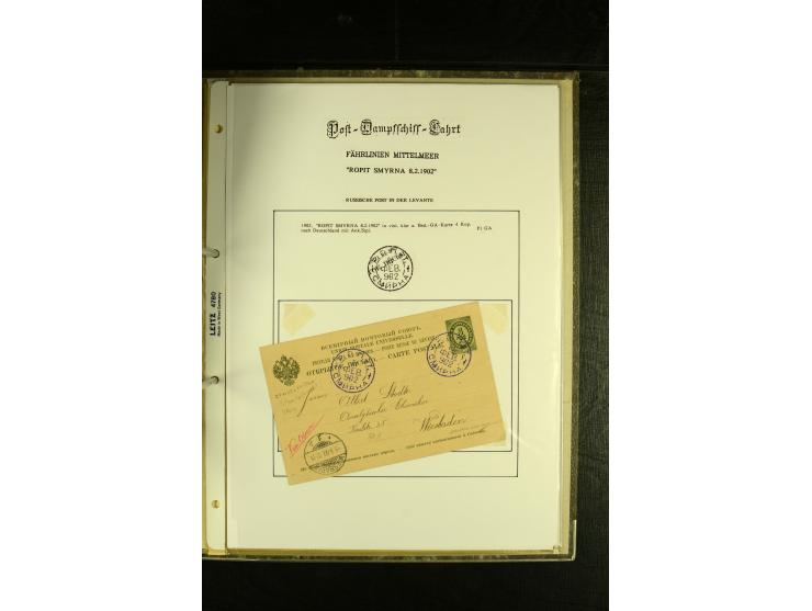 1855/1916, kleine Sammlung "Russische Schiffspost" mit einigen alten Frachtscheinen und 16 Schiffspost-Stempeln (ab 1903) bzw