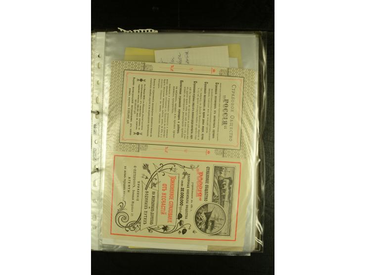1855/1916, kleine Sammlung "Russische Schiffspost" mit einigen alten Frachtscheinen und 16 Schiffspost-Stempeln (ab 1903) bzw