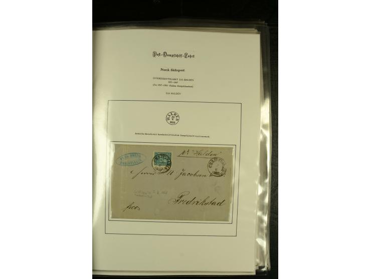 1860/1940, kleine Sammlung "Schiffspost in Norwegen" mit über 30 Briefen und Karten, dabei frühe Dampfschiffahrt mit Leitverm