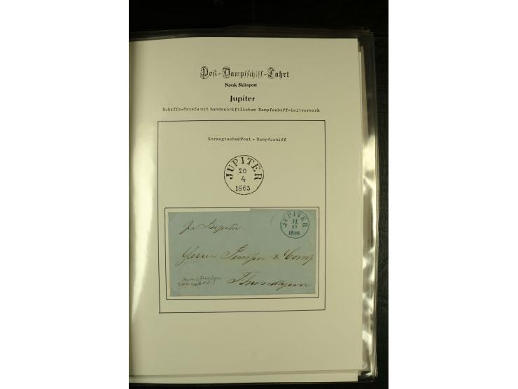 1860/1940, kleine Sammlung "Schiffspost in Norwegen" mit über 30 Briefen und Karten, dabei frühe Dampfschiffahrt mit Leitverm