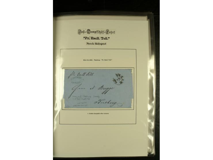 1860/1940, kleine Sammlung "Schiffspost in Norwegen" mit über 30 Briefen und Karten, dabei frühe Dampfschiffahrt mit Leitverm