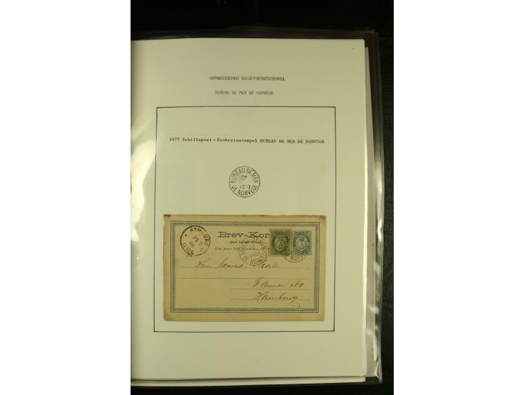 1860/1940, kleine Sammlung "Schiffspost in Norwegen" mit über 30 Briefen und Karten, dabei frühe Dampfschiffahrt mit Leitverm