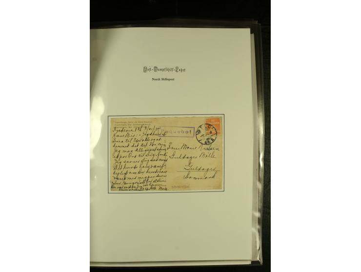 1860/1940, kleine Sammlung "Schiffspost in Norwegen" mit über 30 Briefen und Karten, dabei frühe Dampfschiffahrt mit Leitverm