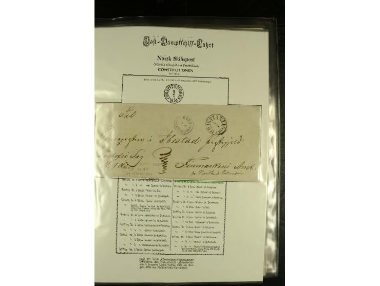 1860/1940, kleine Sammlung "Schiffspost in Norwegen" mit über 30 Briefen und Karten, dabei frühe Dampfschiffahrt mit Leitverm