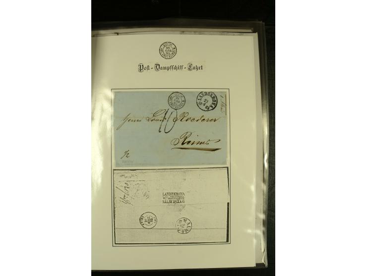 1860/1940, kleine Sammlung "Schiffspost in Norwegen" mit über 30 Briefen und Karten, dabei frühe Dampfschiffahrt mit Leitverm