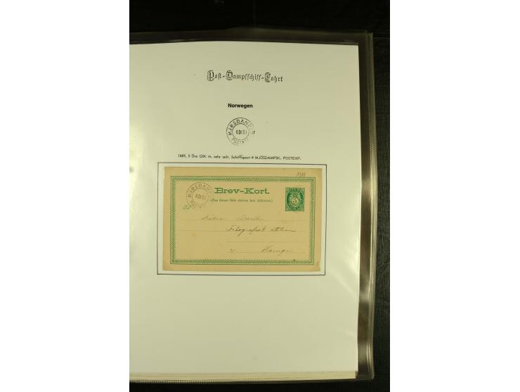 1860/1940, kleine Sammlung "Schiffspost in Norwegen" mit über 30 Briefen und Karten, dabei frühe Dampfschiffahrt mit Leitverm