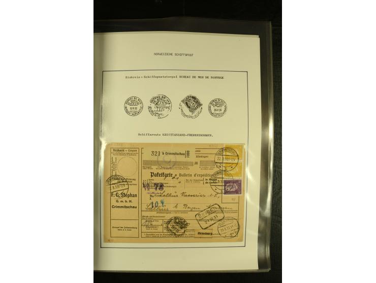 1860/1940, kleine Sammlung "Schiffspost in Norwegen" mit über 30 Briefen und Karten, dabei frühe Dampfschiffahrt mit Leitverm