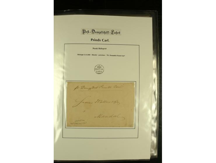 1860/1940, kleine Sammlung "Schiffspost in Norwegen" mit über 30 Briefen und Karten, dabei frühe Dampfschiffahrt mit Leitverm