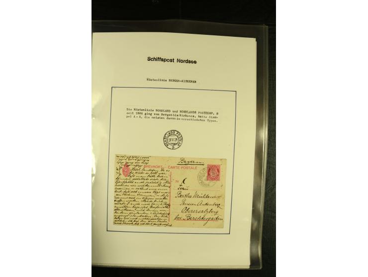 1860/1940, kleine Sammlung "Schiffspost in Norwegen" mit über 30 Briefen und Karten, dabei frühe Dampfschiffahrt mit Leitverm