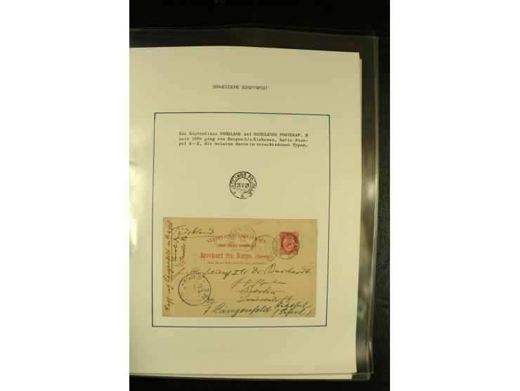 1860/1940, kleine Sammlung "Schiffspost in Norwegen" mit über 30 Briefen und Karten, dabei frühe Dampfschiffahrt mit Leitverm