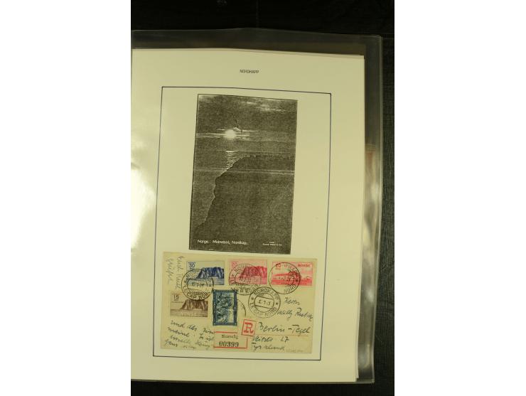 1860/1940, kleine Sammlung "Schiffspost in Norwegen" mit über 30 Briefen und Karten, dabei frühe Dampfschiffahrt mit Leitverm