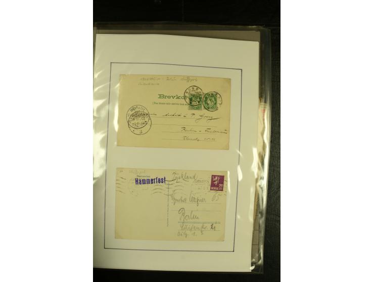 1860/1940, kleine Sammlung "Schiffspost in Norwegen" mit über 30 Briefen und Karten, dabei frühe Dampfschiffahrt mit Leitverm