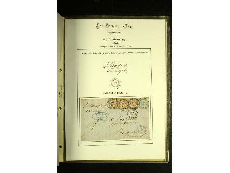 1860/1940, kleine Sammlung "Schiffspost in Norwegen" mit über 30 Briefen und Karten, dabei frühe Dampfschiffahrt mit Leitverm