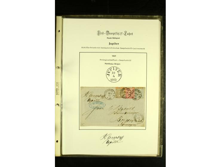 1860/1940, kleine Sammlung "Schiffspost in Norwegen" mit über 30 Briefen und Karten, dabei frühe Dampfschiffahrt mit Leitverm