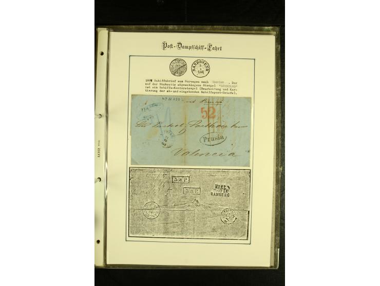 1860/1940, kleine Sammlung "Schiffspost in Norwegen" mit über 30 Briefen und Karten, dabei frühe Dampfschiffahrt mit Leitverm