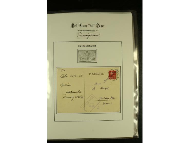 1860/1940, kleine Sammlung "Schiffspost in Norwegen" mit über 30 Briefen und Karten, dabei frühe Dampfschiffahrt mit Leitverm