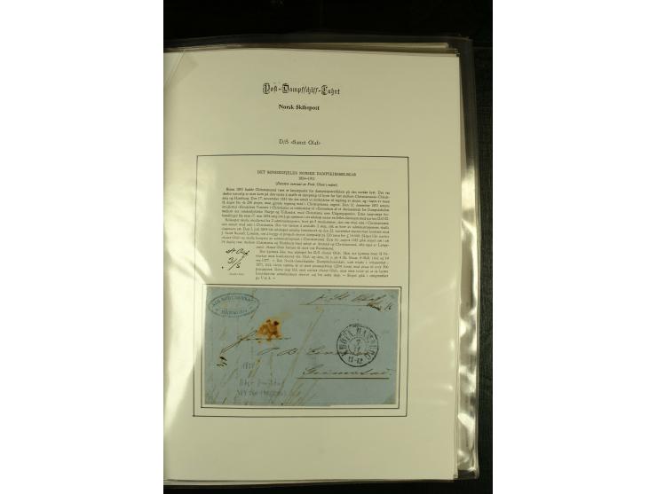 1860/1940, kleine Sammlung "Schiffspost in Norwegen" mit über 30 Briefen und Karten, dabei frühe Dampfschiffahrt mit Leitverm