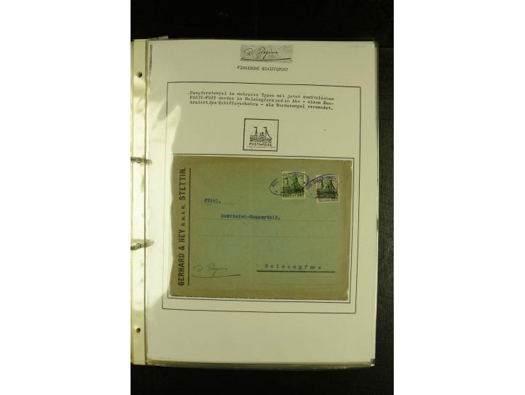 1888/1975, interessante Sammlung  "Finnische Postdampfer-Stempel" mit über 40 Briefen und Karten sowie einigen Briefstücken u