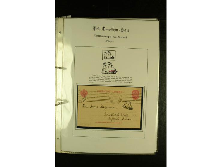 1888/1975, interessante Sammlung  "Finnische Postdampfer-Stempel" mit über 40 Briefen und Karten sowie einigen Briefstücken u