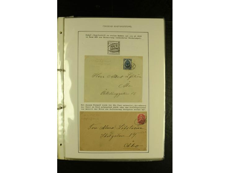 1888/1975, interessante Sammlung  "Finnische Postdampfer-Stempel" mit über 40 Briefen und Karten sowie einigen Briefstücken u