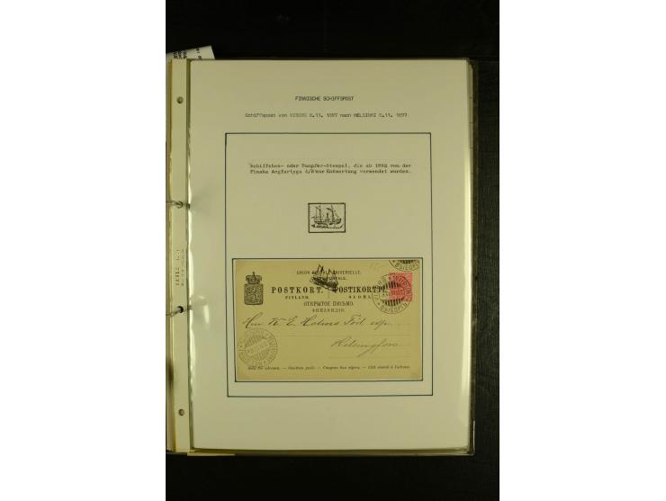 1888/1975, interessante Sammlung  "Finnische Postdampfer-Stempel" mit über 40 Briefen und Karten sowie einigen Briefstücken u