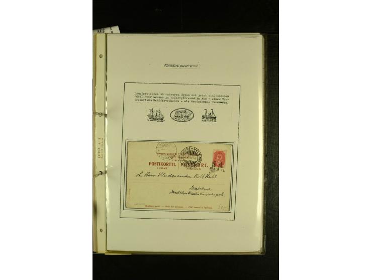 1888/1975, interessante Sammlung  "Finnische Postdampfer-Stempel" mit über 40 Briefen und Karten sowie einigen Briefstücken u