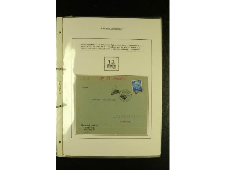 1888/1975, interessante Sammlung  "Finnische Postdampfer-Stempel" mit über 40 Briefen und Karten sowie einigen Briefstücken u