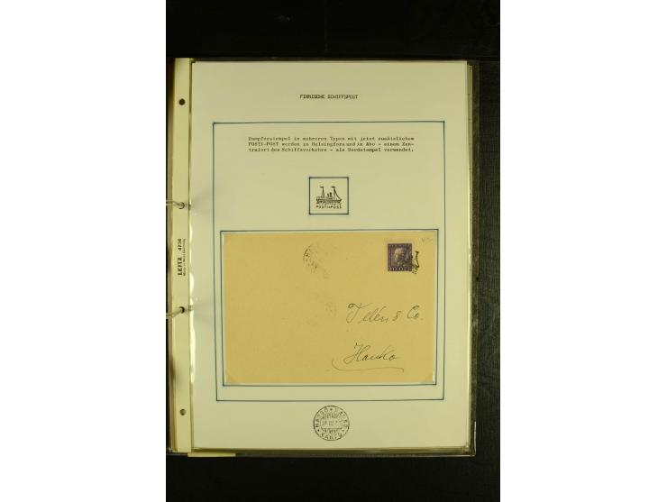 1888/1975, interessante Sammlung  "Finnische Postdampfer-Stempel" mit über 40 Briefen und Karten sowie einigen Briefstücken u