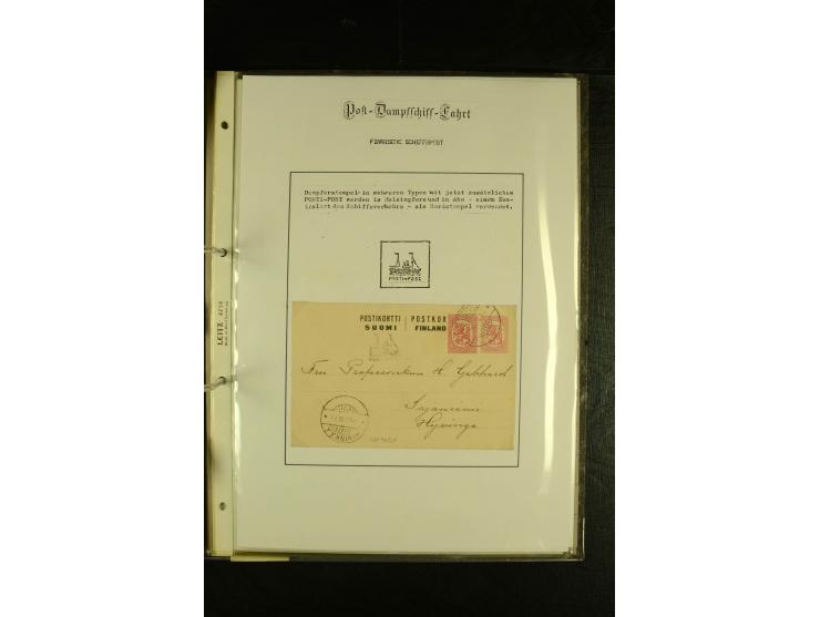 1888/1975, interessante Sammlung  "Finnische Postdampfer-Stempel" mit über 40 Briefen und Karten sowie einigen Briefstücken u