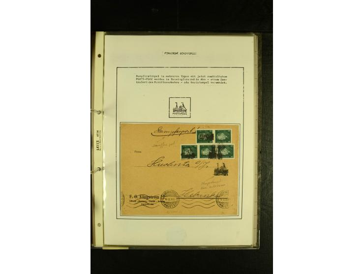 1888/1975, interessante Sammlung  "Finnische Postdampfer-Stempel" mit über 40 Briefen und Karten sowie einigen Briefstücken u