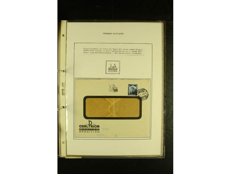1888/1975, interessante Sammlung  "Finnische Postdampfer-Stempel" mit über 40 Briefen und Karten sowie einigen Briefstücken u