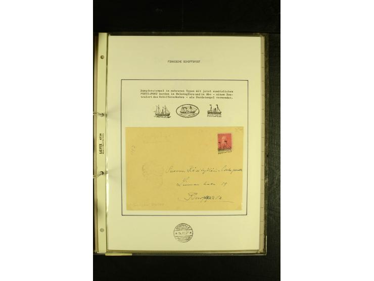 1888/1975, interessante Sammlung  "Finnische Postdampfer-Stempel" mit über 40 Briefen und Karten sowie einigen Briefstücken u